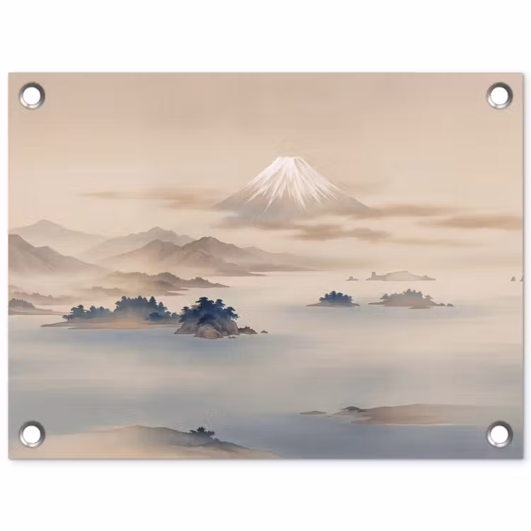 Japans - Landschap - Beige tuinposter los doek klein -3d