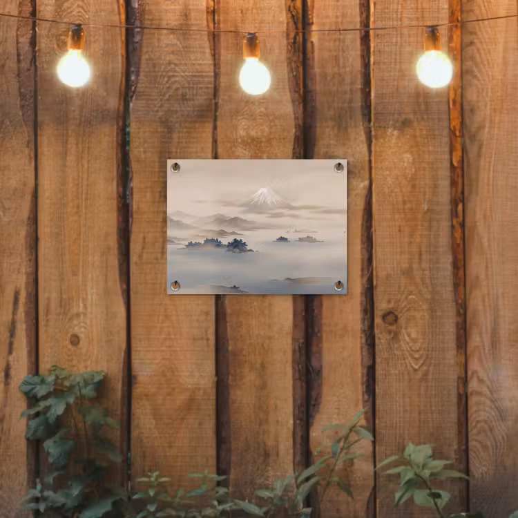 Japans - Landschap - Beige tuinposter los doek klein -sfeer1