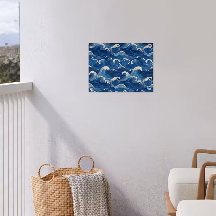 Japans - Oceaan - Golven - Blauw tuinposter los doek klein 239 -sfeer8
