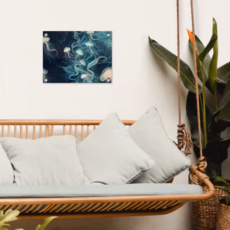 Kwallen - Zee - Wit - Golven tuinposter los doek klein -sfeer7