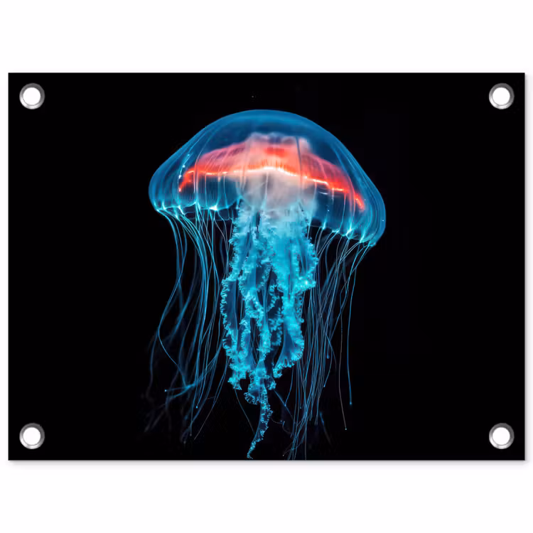 Kwal - Tentakels - Blauw - Licht tuinposter los doek klein -3d