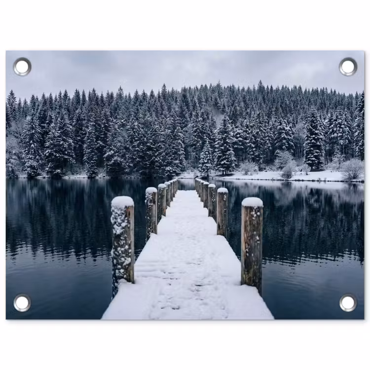 Steiger - Meer - Sneeuw - Bergen - Rustgevend tuinposter los doek klein -3d