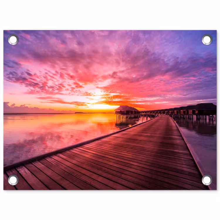 Steiger - Water - Zon - Roze - Horizon tuinposter los doek klein -3d