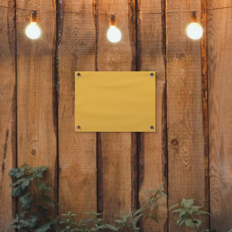 Joyful - Mustard - Geel tuinposter los doek klein 239 -sfeer1