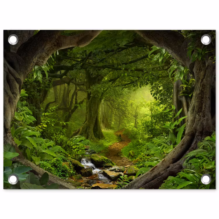 Jungle - Groen - Natuur - Tropisch - Planten tuinposter los doek klein -3d