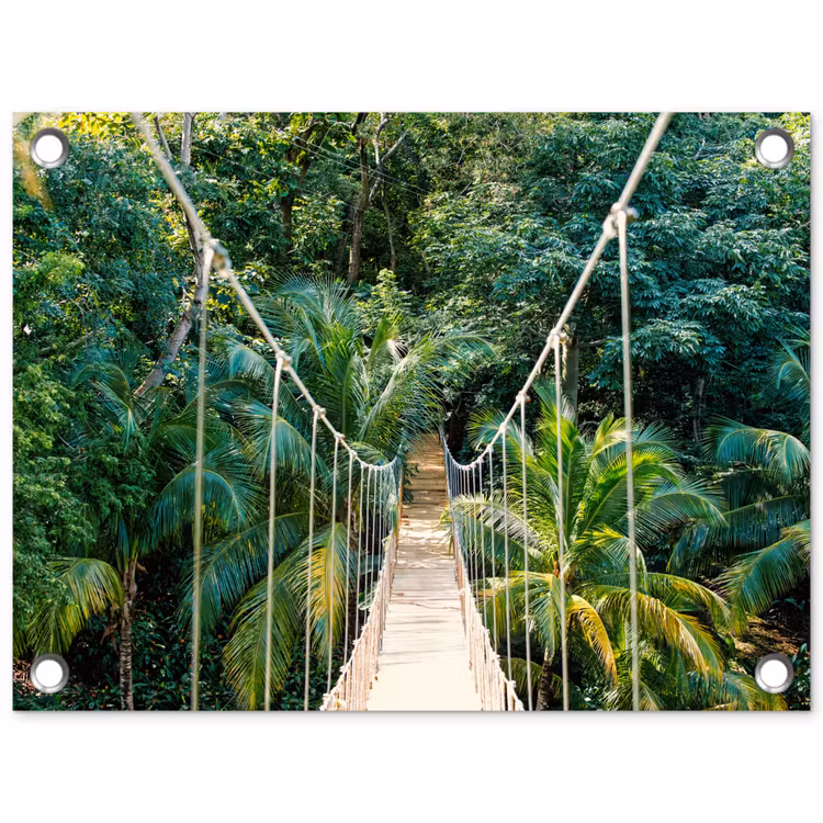 Jungle - Palmboom - Brug - Natuur - Planten tuinposter los doek klein -3d