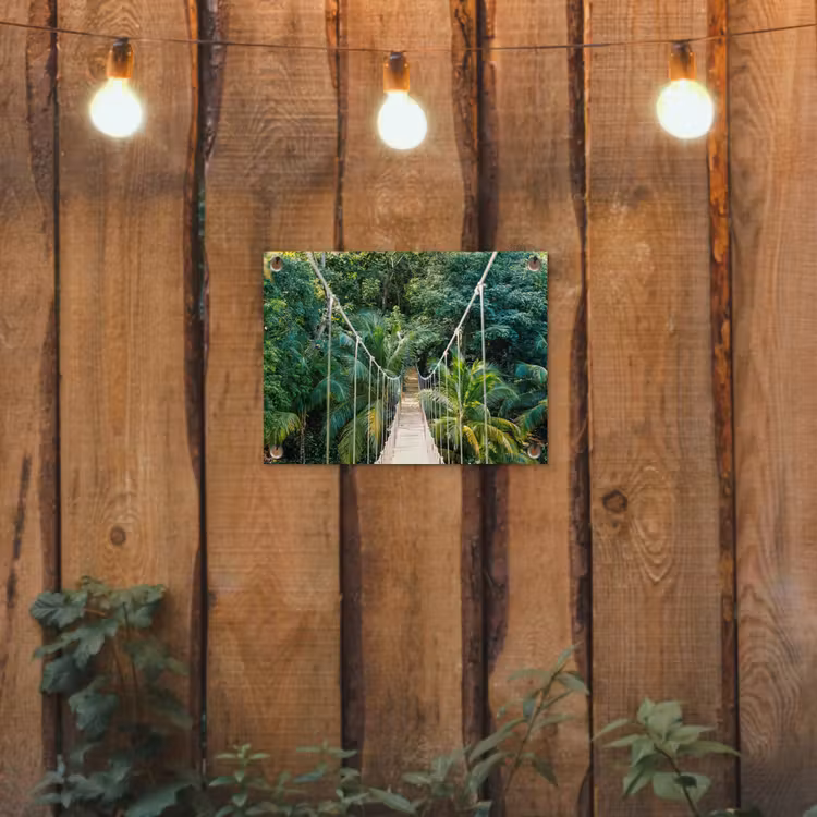 Jungle - Palmboom - Brug - Natuur - Planten tuinposter los doek klein -sfeer1