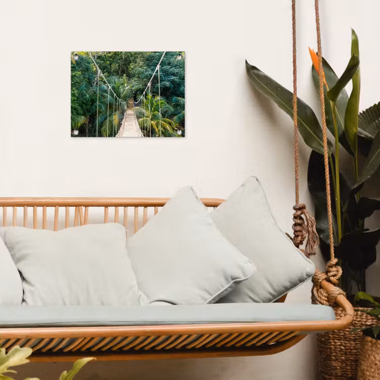 Jungle - Palmboom - Brug - Natuur - Planten tuinposter los doek klein -sfeer7