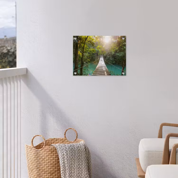 Jungle - Water - Brug - Natuur - Planten tuinposter los doek klein -sfeer8