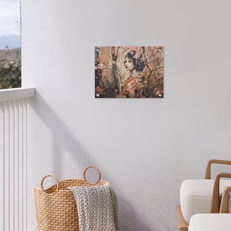Kimono - Vrouw - kersenbomen tuinposter los doek klein -sfeer8