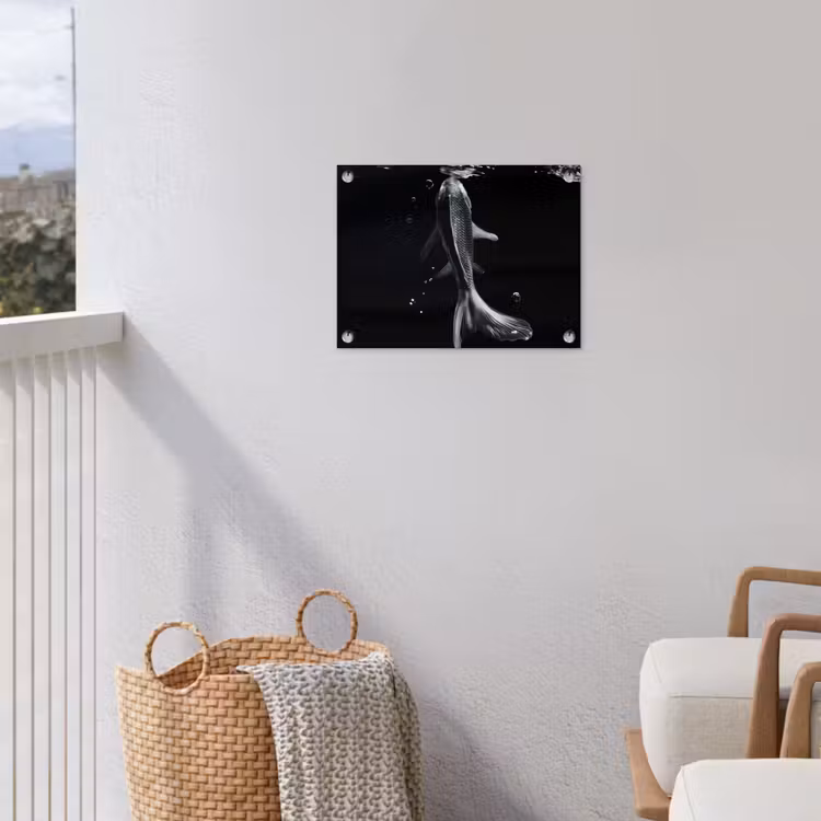 Koi - Vissen - Water - Zwart tuinposter los doek klein -sfeer8