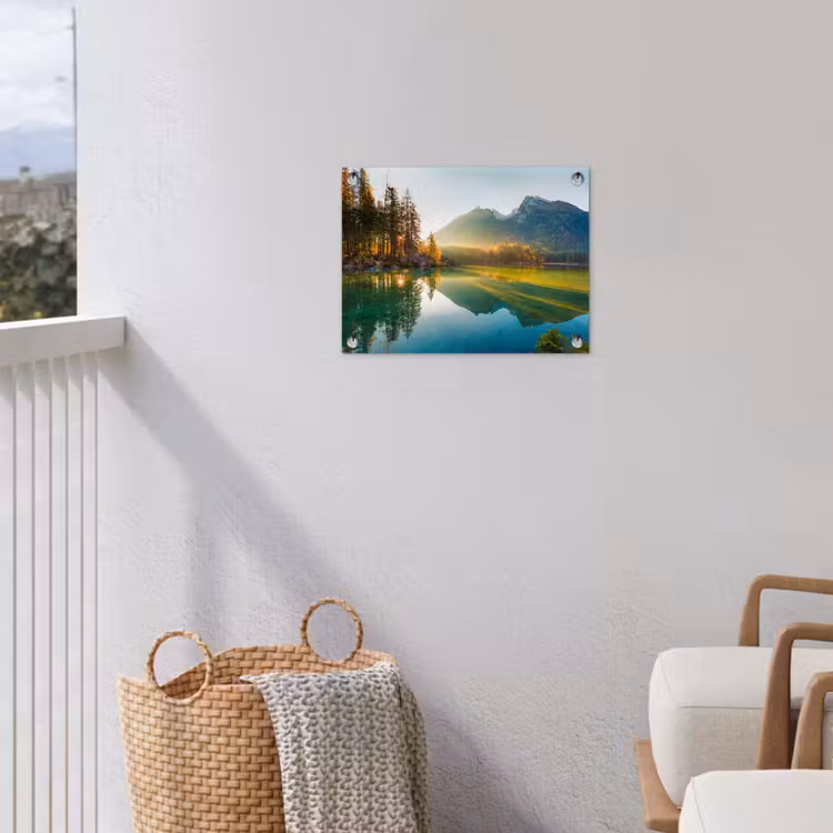 Meer - Bos - Bergen - Natuur - Zon - Landschap tuinposter los doek klein -sfeer8