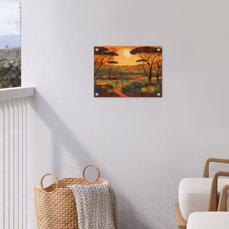 Landschap - Afrikaans - Zon tuinposter los doek klein -sfeer8