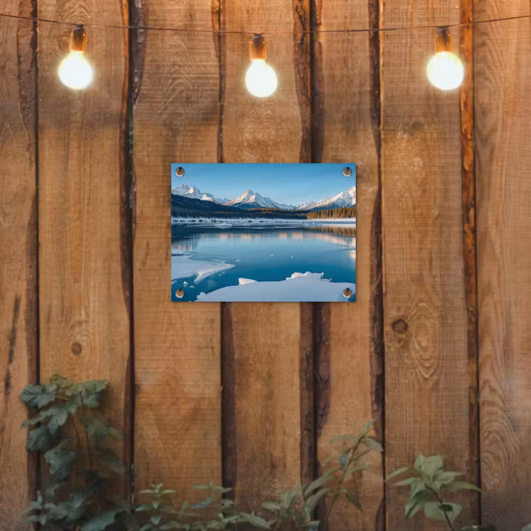 Landschap - Winter - Meer - Bergen - Uitzicht - IJs tuinposter los doek klein -sfeer1