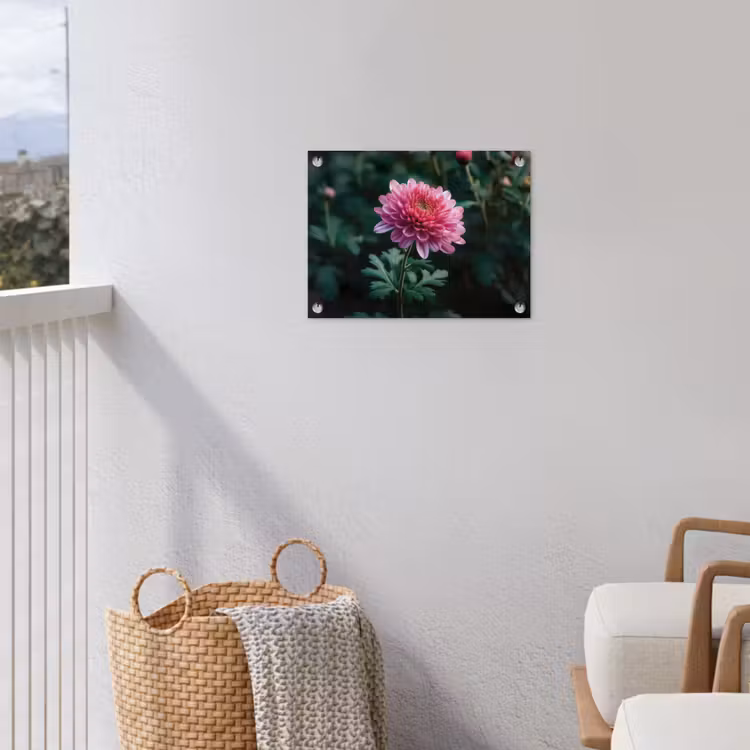 Blad - Chrysant - Roze - Schaduw tuinposter los doek klein -sfeer8