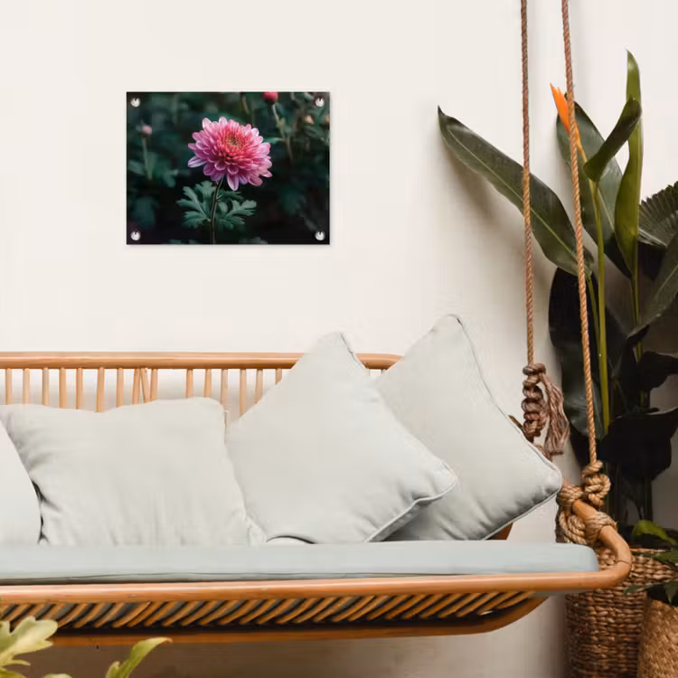 Blad - Chrysant - Roze - Schaduw tuinposter los doek klein -sfeer7