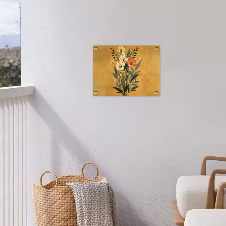Bladeren - Boeket - Bloemen - Geel tuinposter los doek klein -sfeer8
