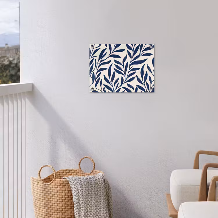 Bladeren - Klimop - Donkerblauw tuinposter los doek klein -sfeer8