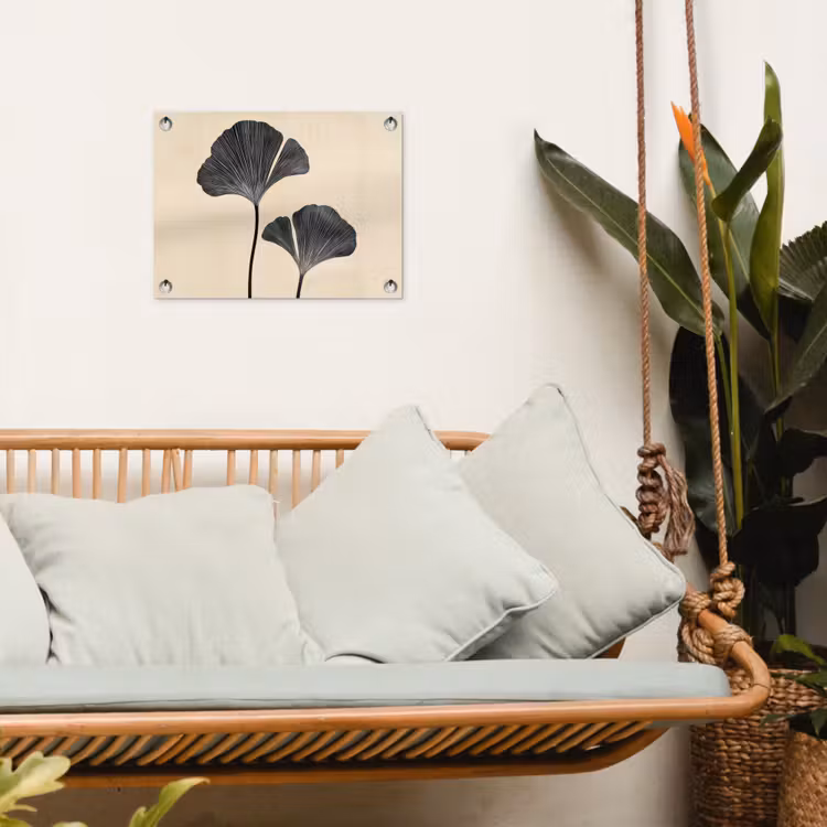 Bladeren - Minimalistisch - Zwart tuinposter los doek klein -sfeer7