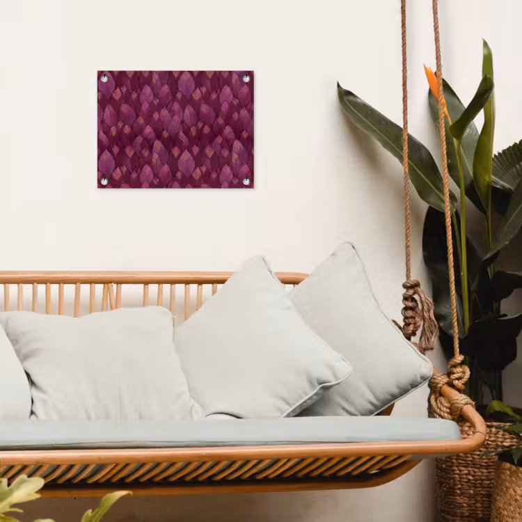 Bladeren - Patroon - Burgundy tuinposter los doek klein 239 -sfeer7
