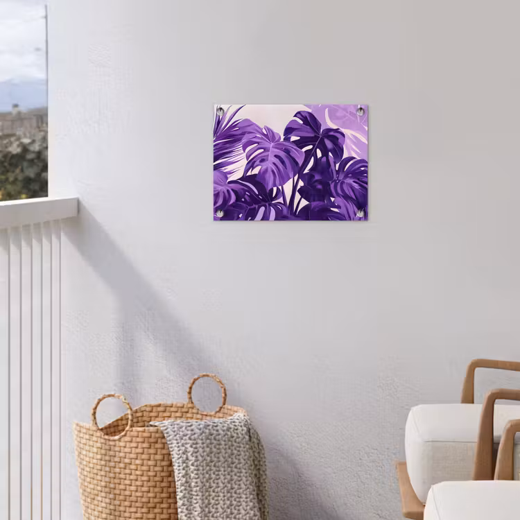 Bladeren - Paars - Tropisch - Abstract tuinposter los doek klein -sfeer8