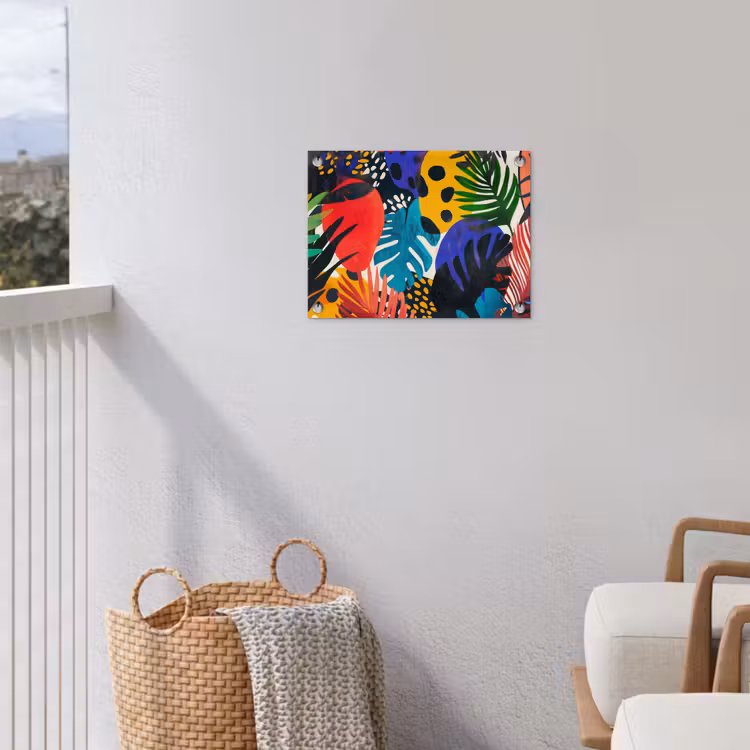 Bladeren - Vormen - Abstract - Kleurrijk tuinposter los doek klein -sfeer8