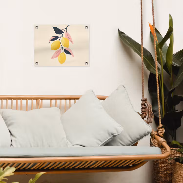 Citroenen - Felgeel - Tak - Bladeren tuinposter los doek klein -sfeer7