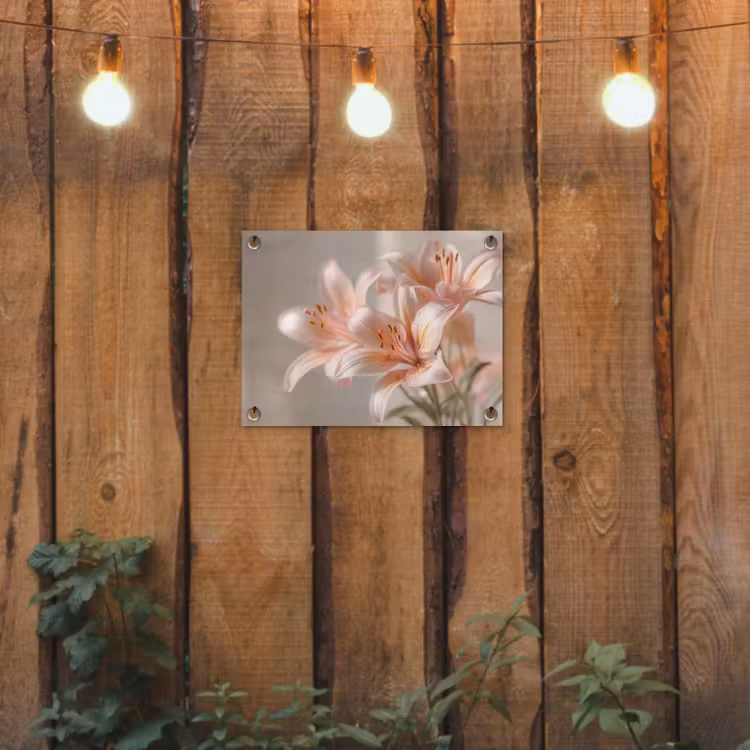 Lelies - Meeldraden - Roze - Wazig tuinposter los doek klein -sfeer1