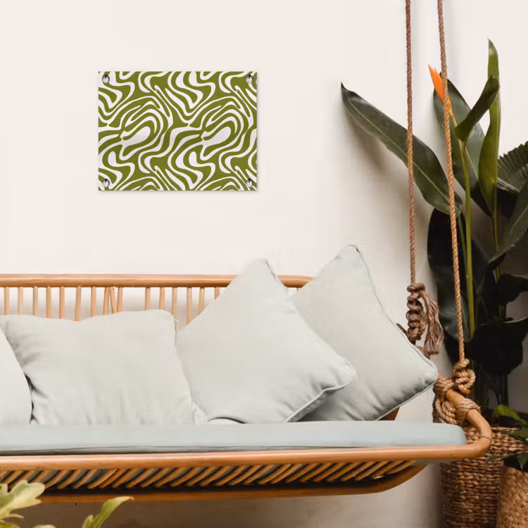 Lijnpatroon - Groen - Organisch tuinposter los doek klein 239 -sfeer7
