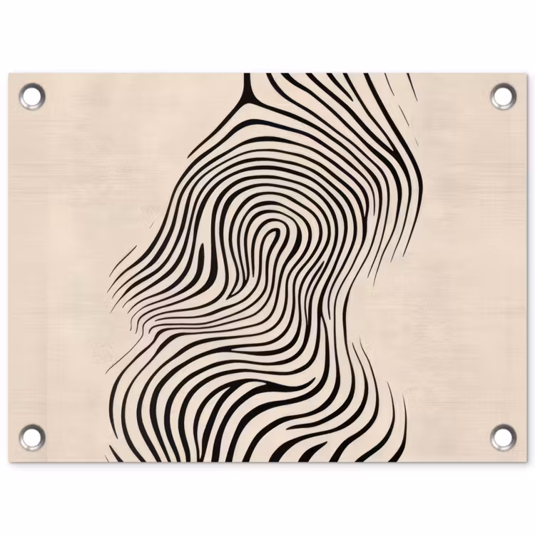 Lijnen - Abstract - Golvend - Zwart tuinposter los doek klein -3d