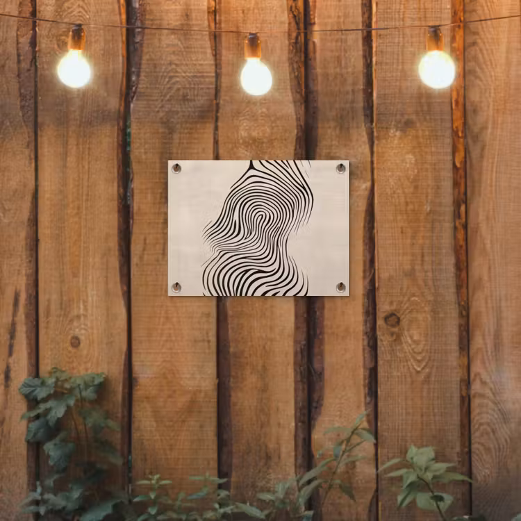 Lijnen - Abstract - Golvend - Zwart tuinposter los doek klein -sfeer1