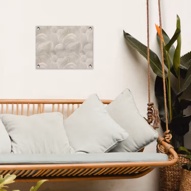 Lijnen - Waaier - Beige tuinposter los doek klein 239 -sfeer7