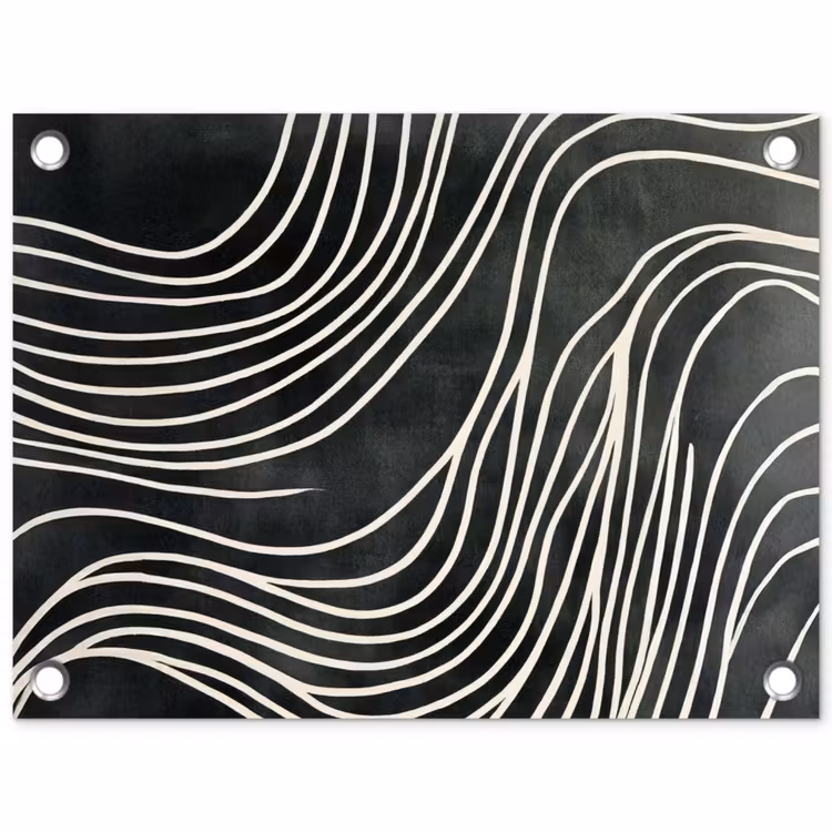 Lijnen - Patroon - Abstract - Wit tuinposter los doek klein -3d
