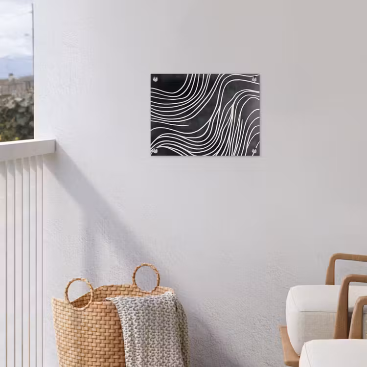 Lijnen - Patroon - Abstract - Wit tuinposter los doek klein -sfeer8