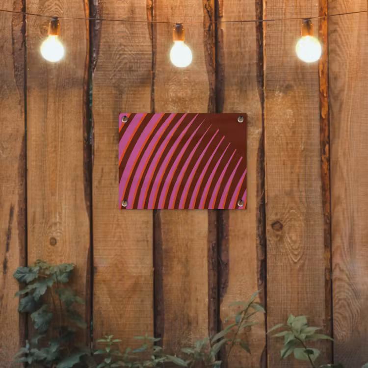 Lijnen - Rood - Beweging tuinposter los doek klein -sfeer1
