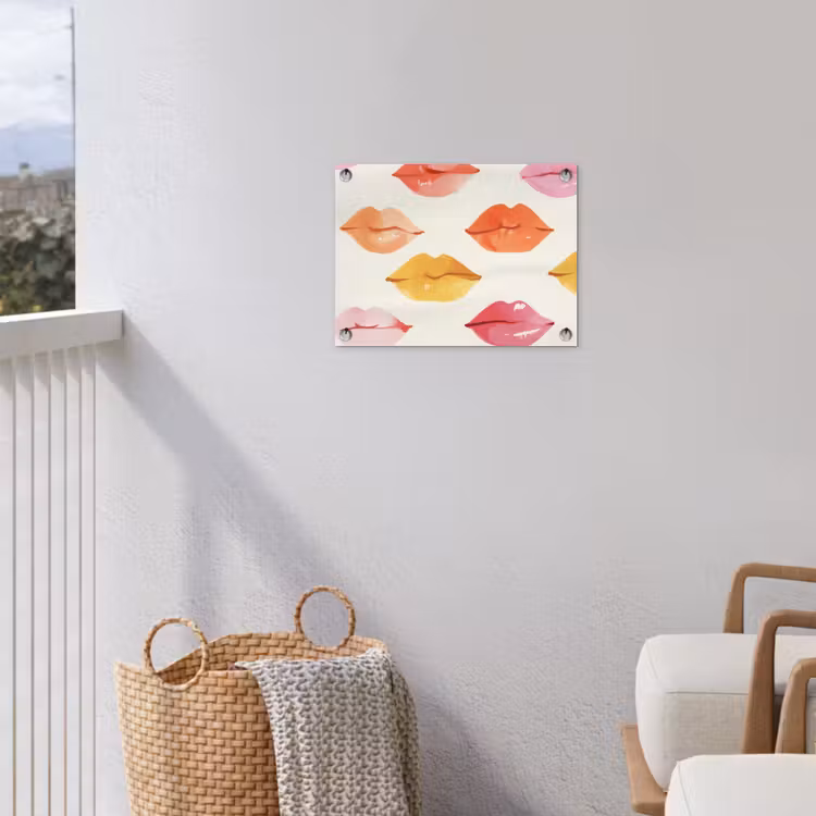 Lippen - Kleurrijk - Glanzend tuinposter los doek klein -sfeer8