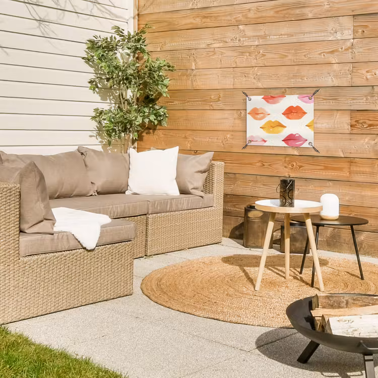 Lippen - Kleurrijk - Glanzend tuinposter los doek klein -sfeer4