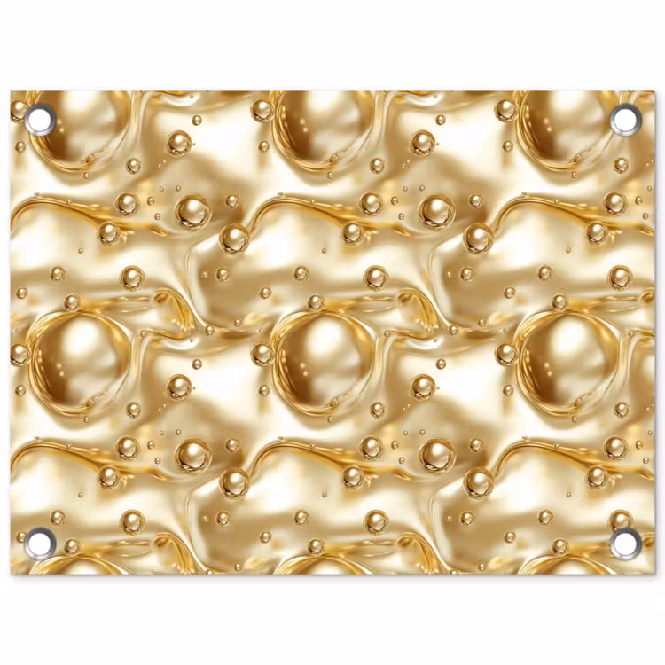 Vloeibaar - Druppels - Goud tuinposter los doek klein 239 -3d