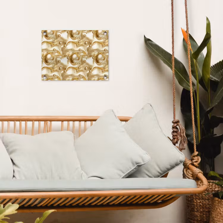 Vloeibaar - Druppels - Goud tuinposter los doek klein 239 -sfeer7