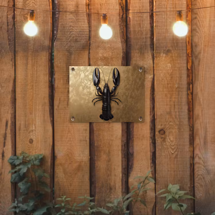 Kreeft - Zwart - Goud - Luxe tuinposter los doek klein -sfeer1
