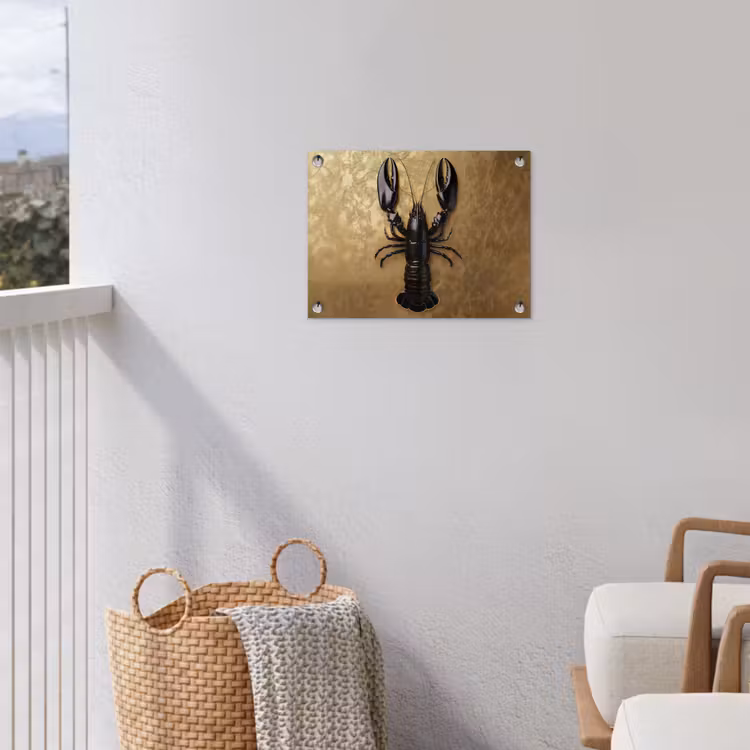 Kreeft - Zwart - Goud - Luxe tuinposter los doek klein -sfeer8