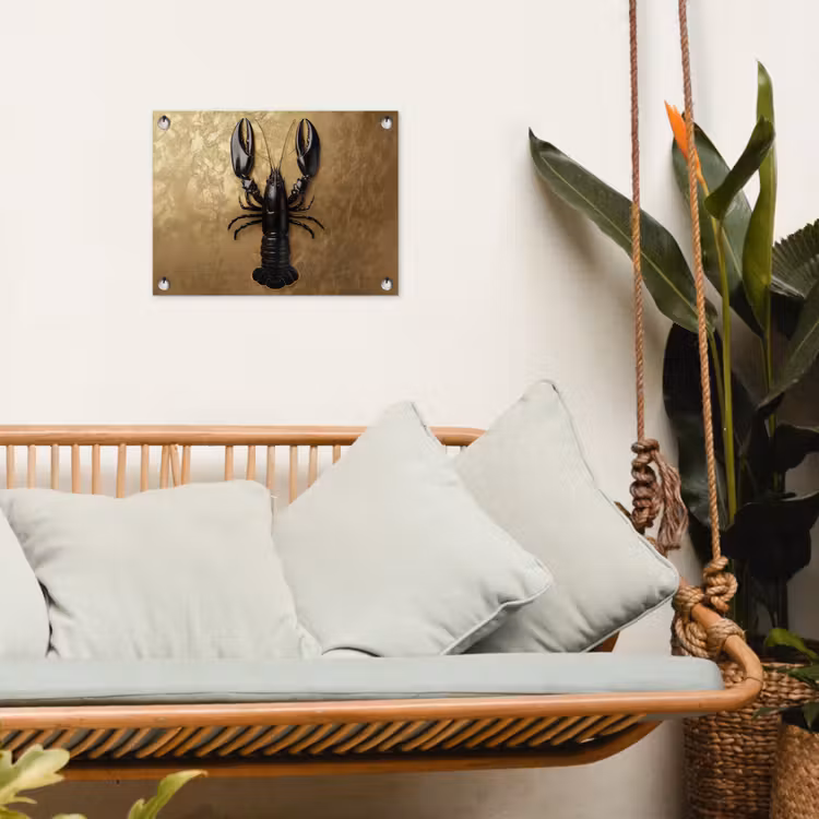 Kreeft - Zwart - Goud - Luxe tuinposter los doek klein -sfeer7