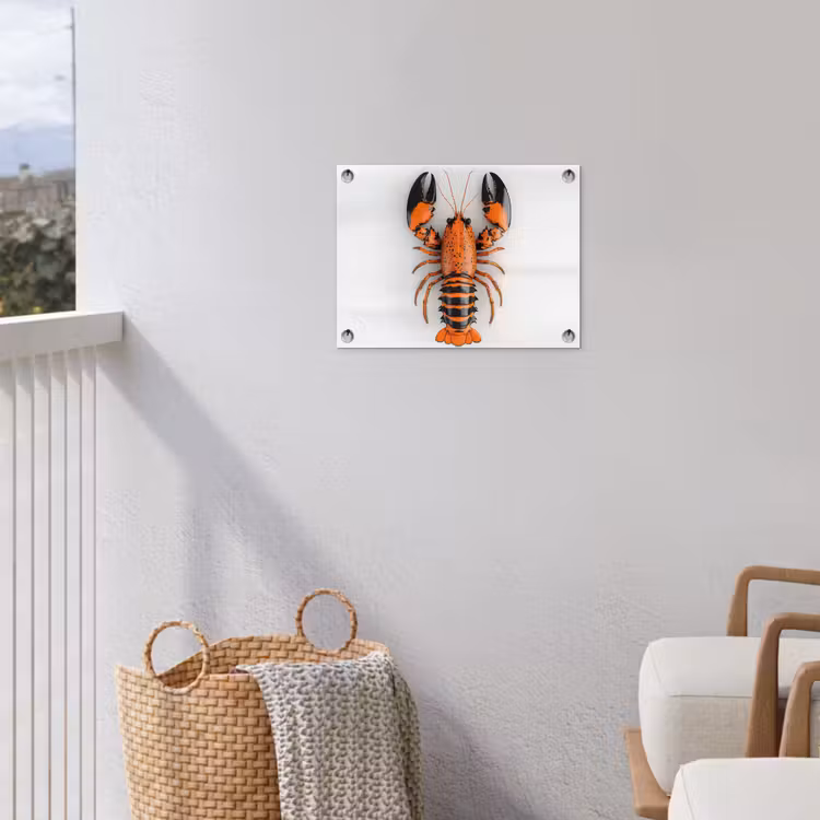 Kreeft - Zwart - Oranje - Wit - Uniek tuinposter los doek klein -sfeer8