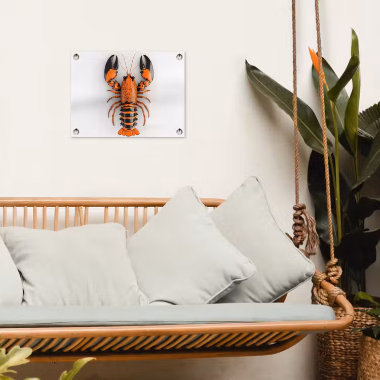 Kreeft - Zwart - Oranje - Wit - Uniek tuinposter los doek klein -sfeer7