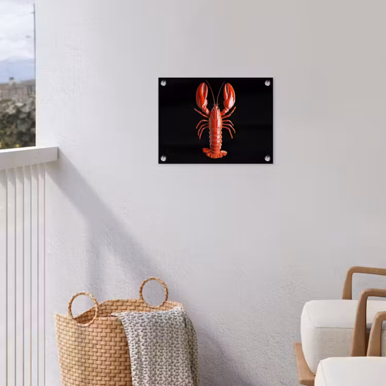 Kreeft - Glossier Rood - Zwart tuinposter los doek klein -sfeer8