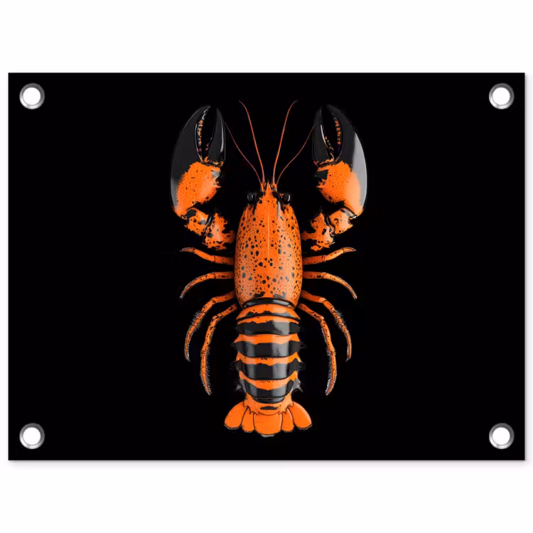 Kreeft - Oranje - Zwart - Modern tuinposter los doek klein -3d