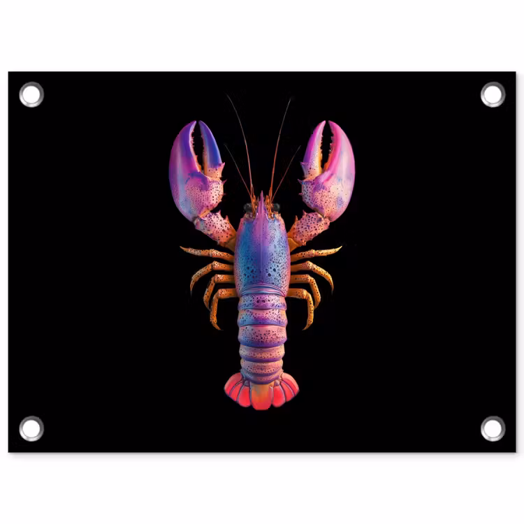 Kreeft - Paars - Roze - Zwart - Stippen - Lila tuinposter los doek klein -3d