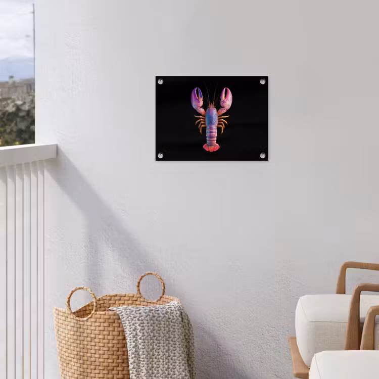 Kreeft - Paars - Roze - Zwart - Stippen - Lila tuinposter los doek klein -sfeer8