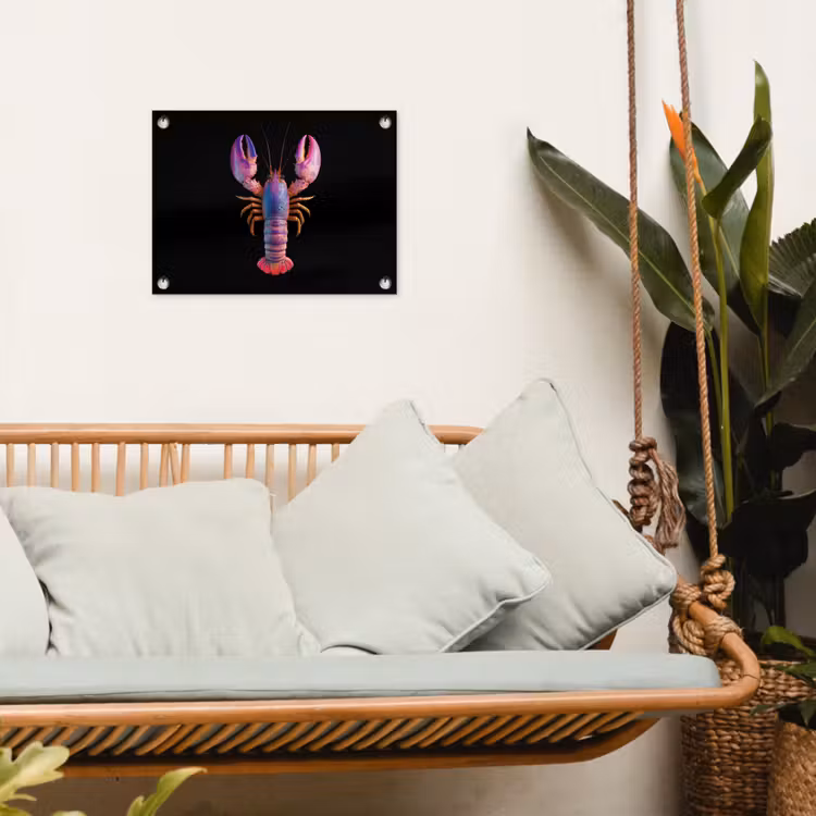 Kreeft - Paars - Roze - Zwart - Stippen - Lila tuinposter los doek klein -sfeer7