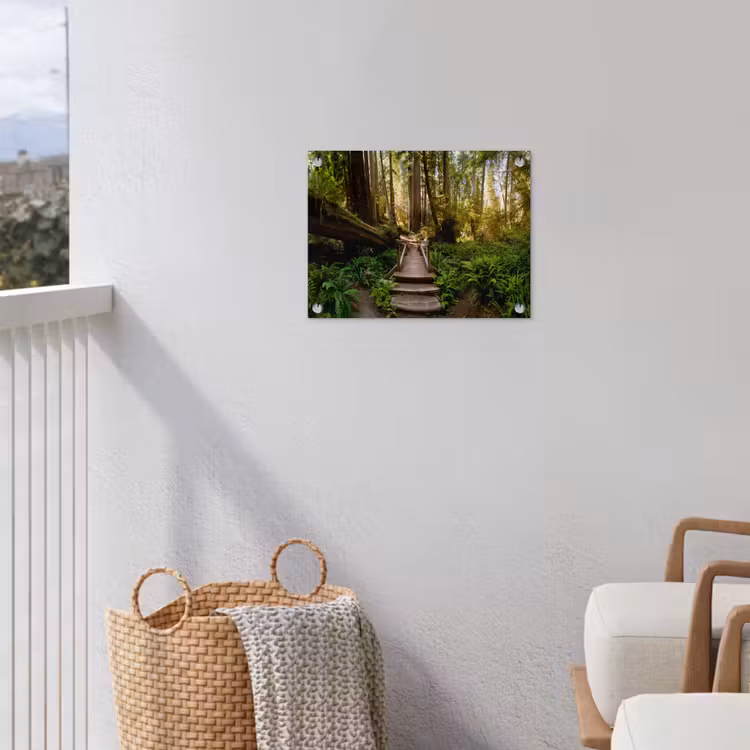 Verloren Brug in het Woud tuinposter los doek klein -sfeer8